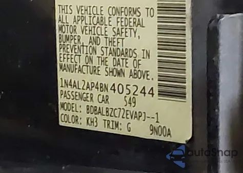 2011 Nissan Altima 2.5 S z USA, uszkodzony, nr VIN 1N4AL2AP4BN405244